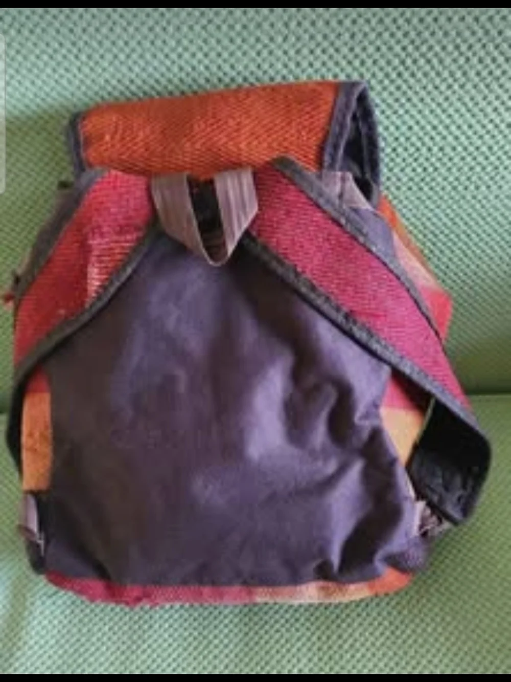 Handwoven Kilim Tapestry Backpack – Striped Boho Rucksack with Front Pockets & C